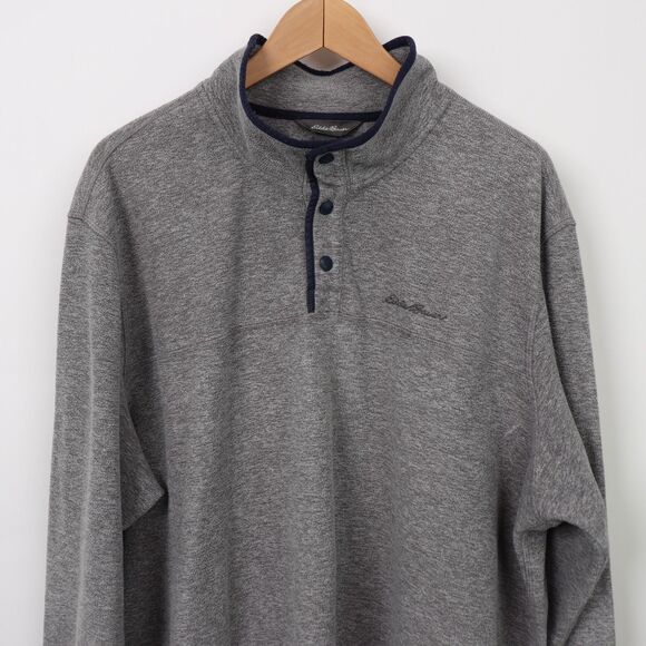 Eddie Bauer Grey Fleece 1/4 snap-down pullover 2XL - Picture 2 of 8